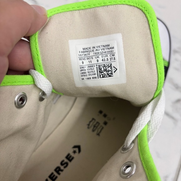 Converse Chuck Taylor All Star High World Peace Sneakers M9 W11 Plaid Green Red - Picture 7 of 7